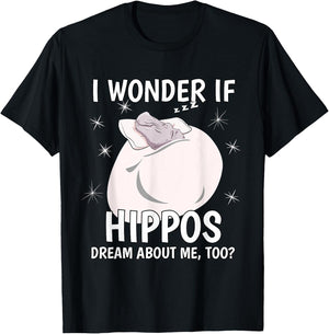 I Wonder If Dream Sleeping Shirt PJ Pajama Top Hippo T-Shirt - T-Shirt | Black