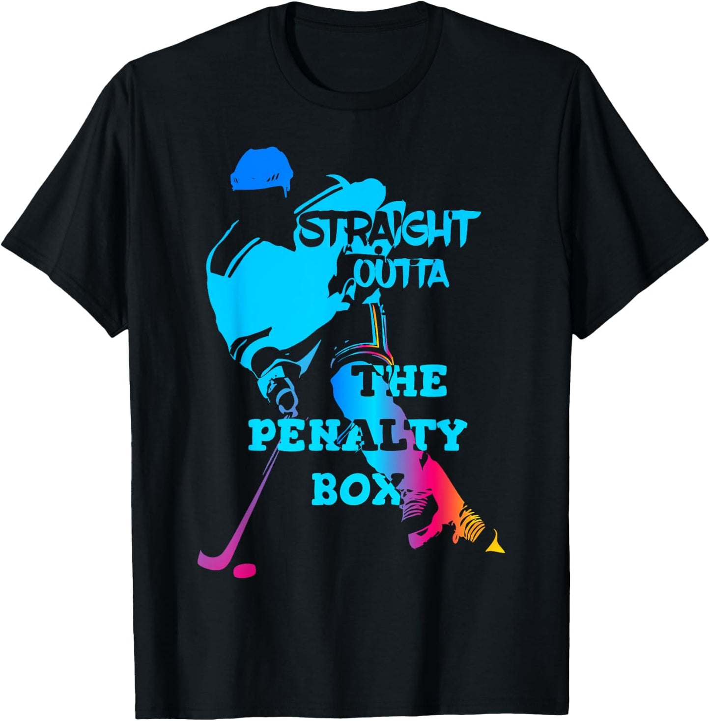 Straight Outta The Penalty Box Funny Ice Hockey Gift T-Shirt - T-Shirt | Black