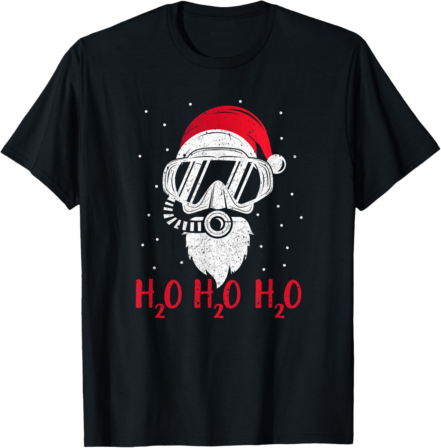 Diving Santa H2O H2O H2O funny Christmas Dive XMAS T-Shirt - T-Shirt | Black
