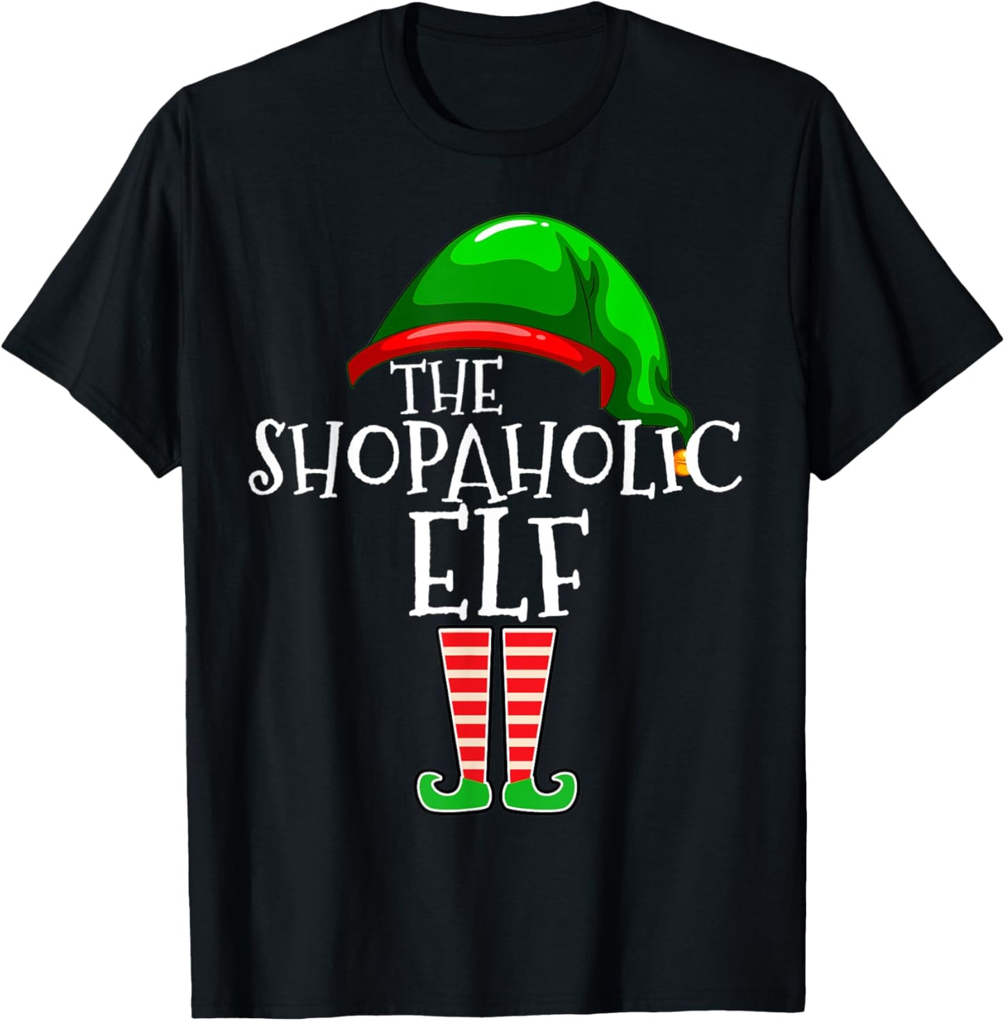 Shopaholic Elf Family Matching Group Christmas Gift Shopping T-Shirt - T-Shirt | Black