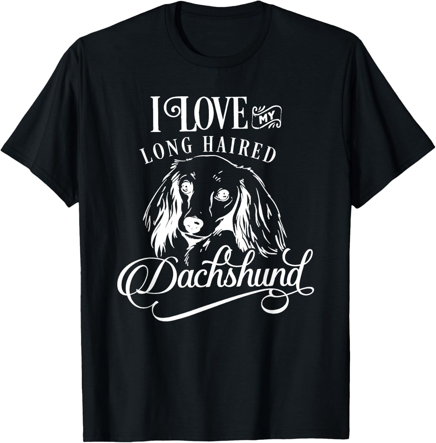 I Love My Dachshund I Cute Animal Pet Paw Novelty T-Shirt - T-Shirt | Black