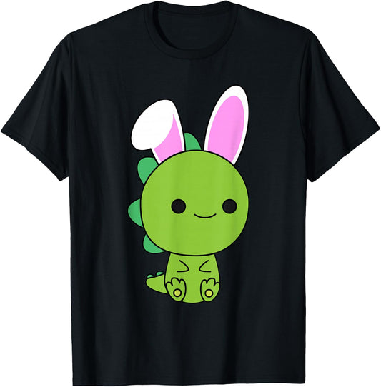 Cute Baby Dinosaur Bunny Rabbit Kawaii Otaku T-Shirt - T-Shirt | Black