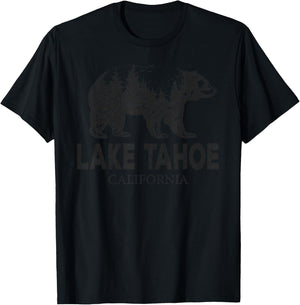 Lake Tahoe California Retro Grizzly Bear Nature Vintage T-Shirt - T-Shirt | Black