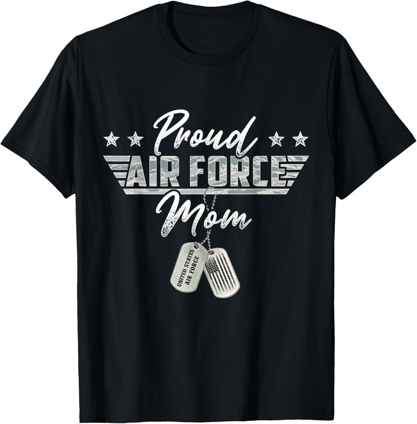 Proud Air Force Mom Military US Air Force Family Matching T-Shirt - T-Shirt | Black