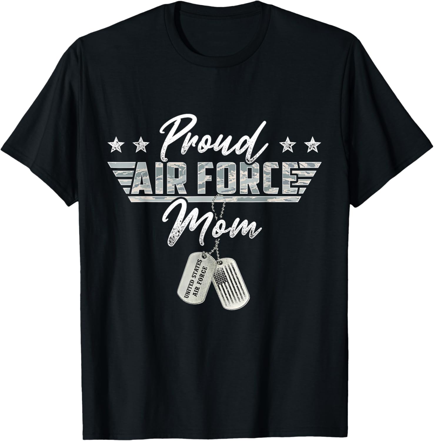 Proud Air Force Mom Military US Air Force Family Matching T-Shirt - T-Shirt | Black