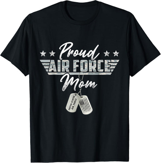 Proud Air Force Mom Military US Air Force Family Matching T-Shirt - T-Shirt | Black