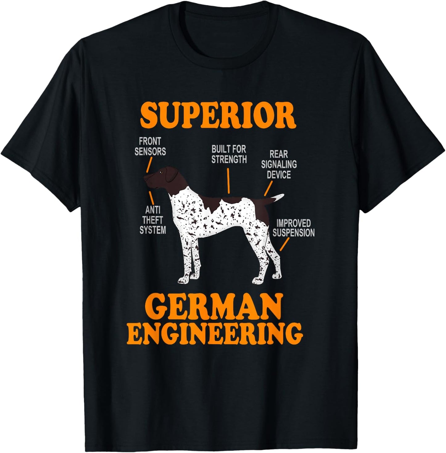 German Shorthair Pointer Funny | Dog Silhouette T-Shirt - T-Shirt | Black