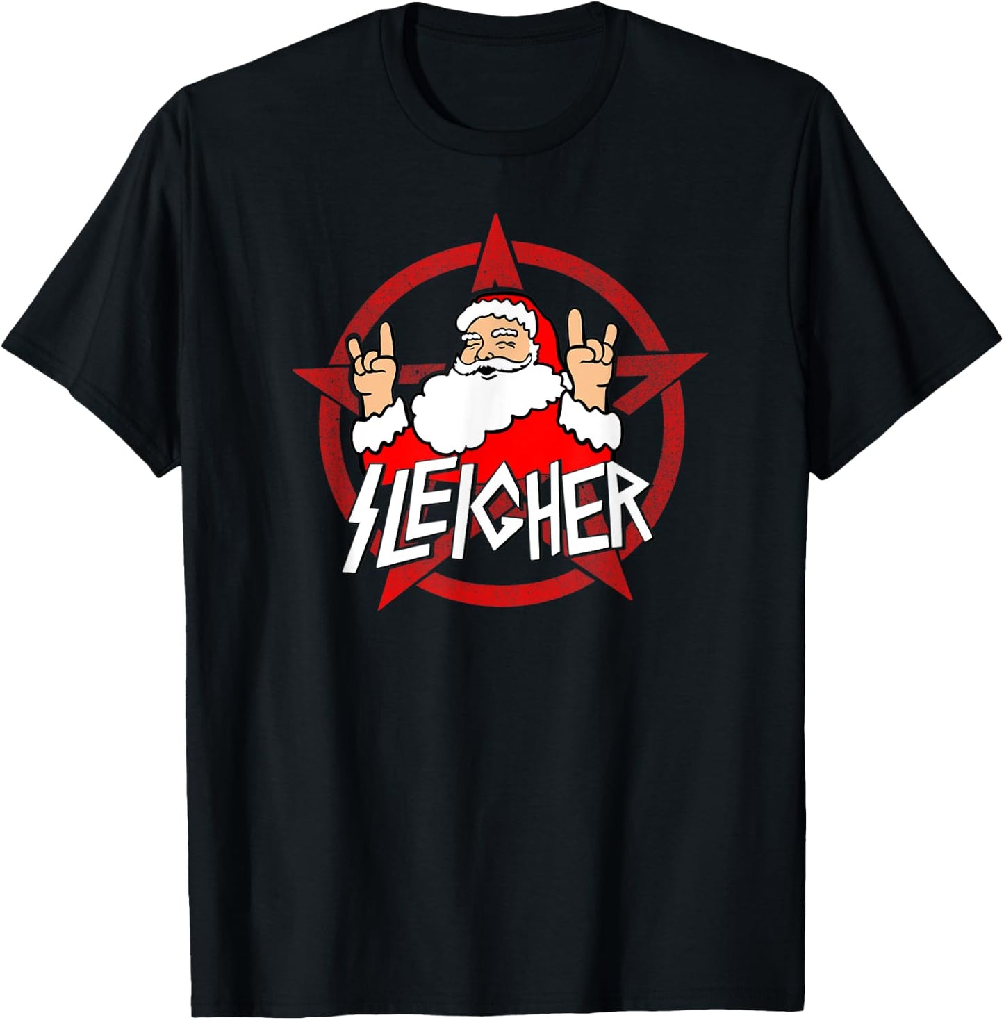 Santa Sleigher Funny Christmas Design for Metalheads T-Shirt - T-Shirt | Black