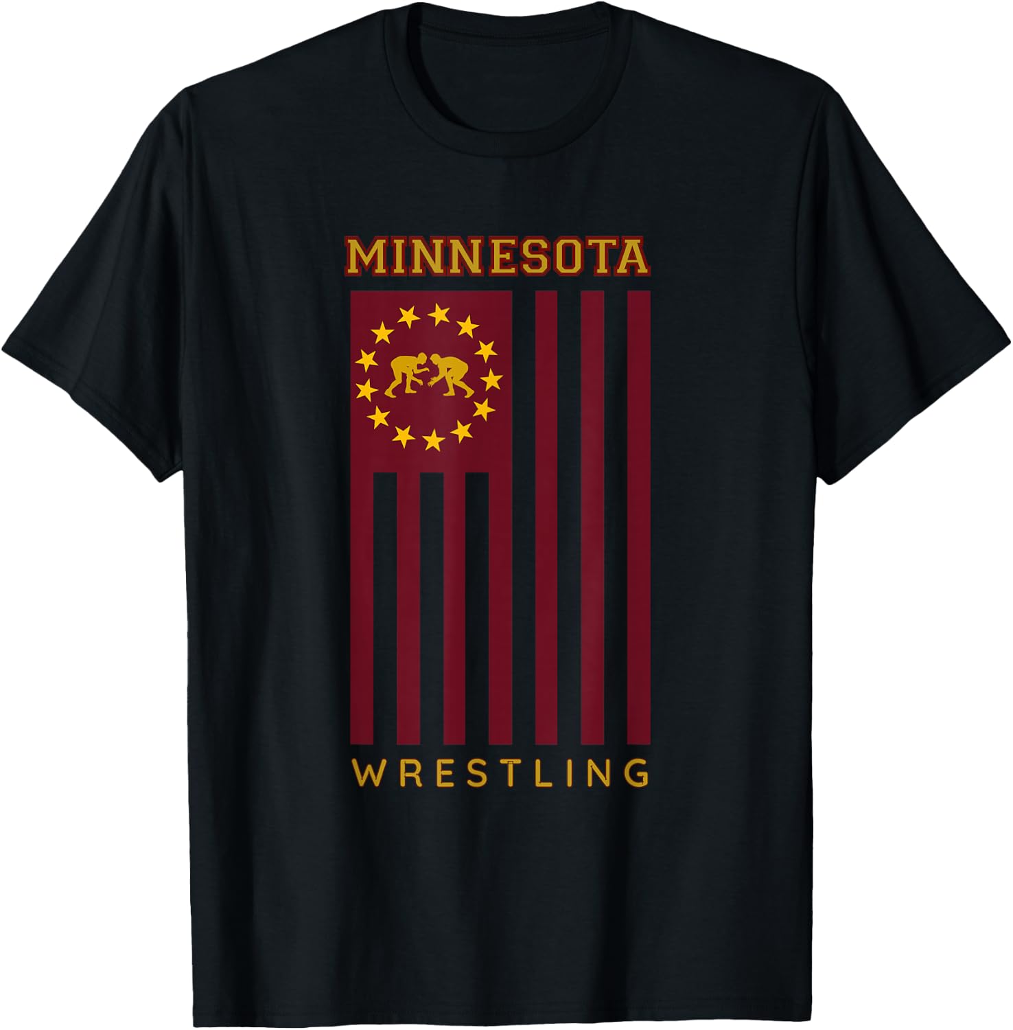 Gopher State USA Flag Freestyle Wrestler Minnesota T-Shirt - T-Shirt | Black