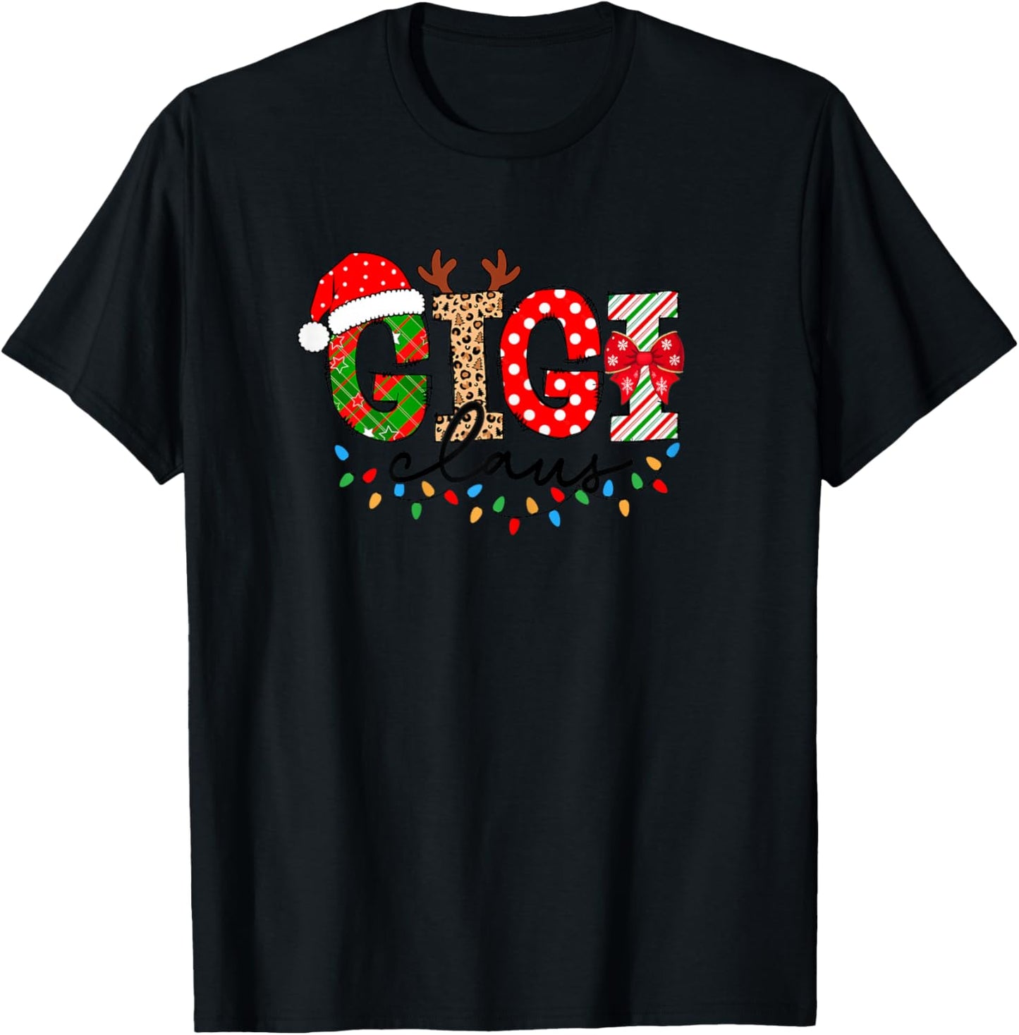 Gigi Claus Merry Christmas For Gigi Xmas Vibes Costume T-Shirt - T-Shirt | Black