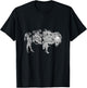 Forest Moon Bison Silhouette Wild Animals American Buffalo T-Shirt - T-Shirt | Black