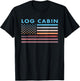 Vintage Sunset American Flag Log Cabin, Texas Women Men T-Shirt - T-Shirt | Black