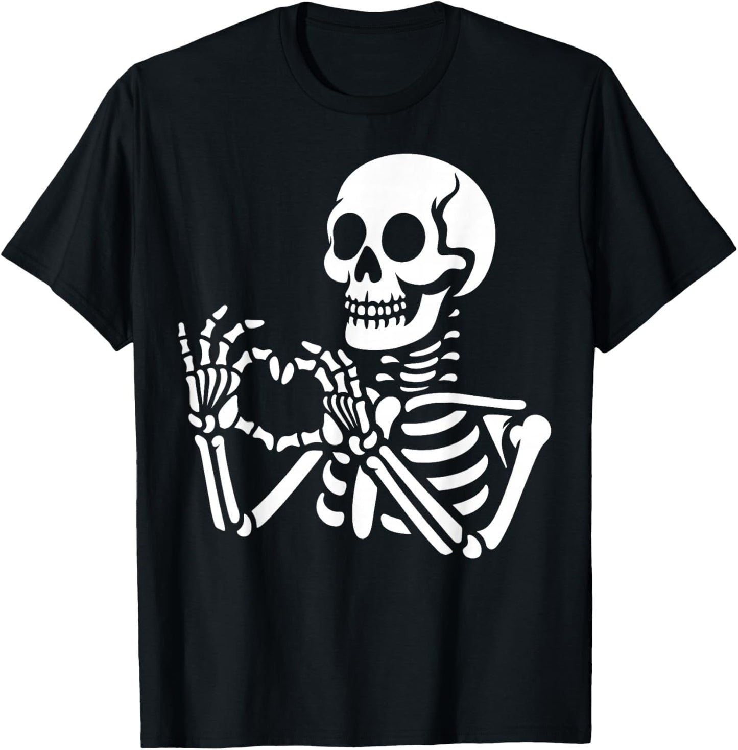 Skeleton Hands Heart Sign Retro Halloween Skeleton Hand Sign T-Shirt - T-Shirt | Black