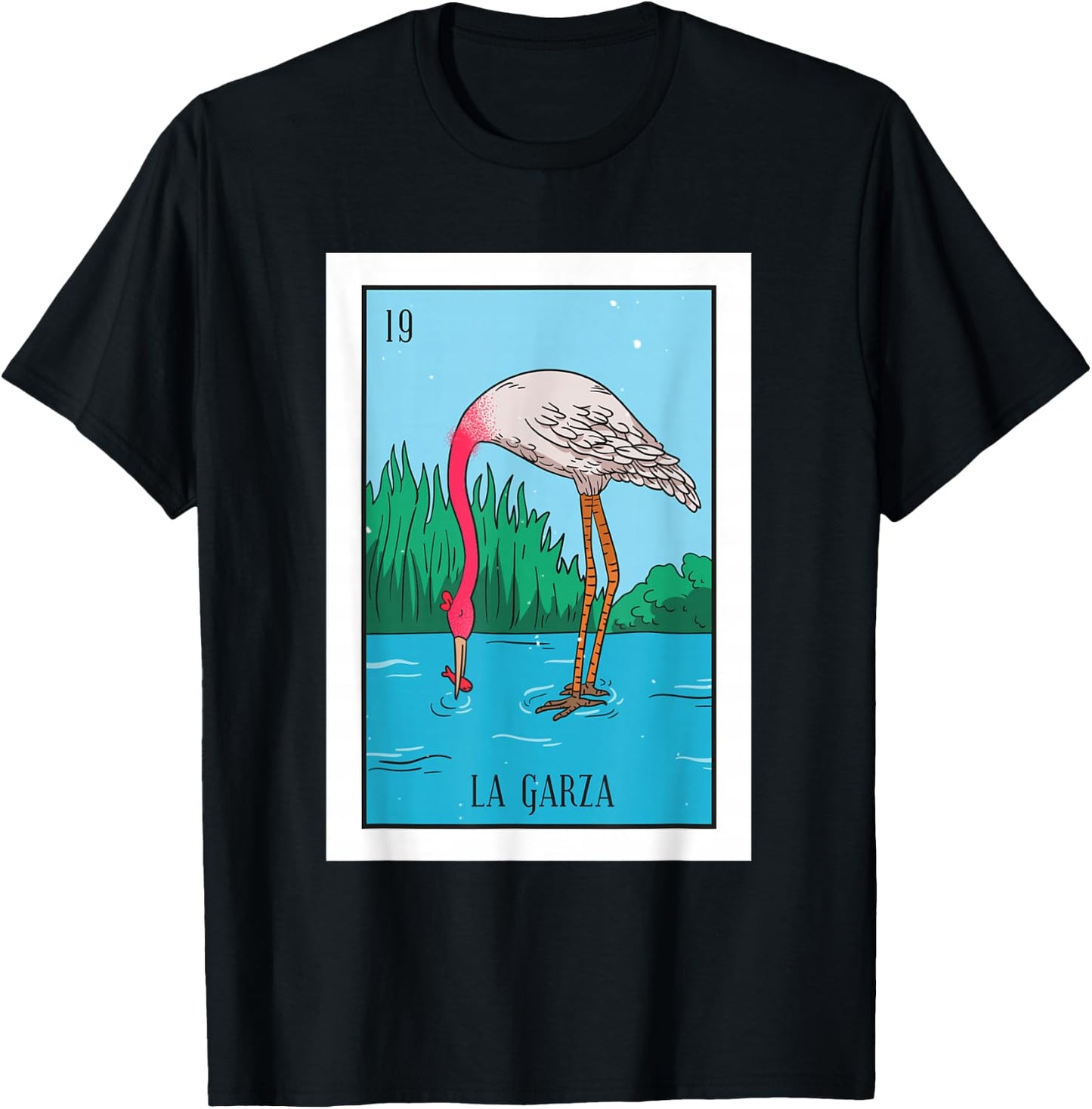 La Garza Lottery Card Gift Heron Card Mexican Lottery T-Shirt - T-Shirt | Black