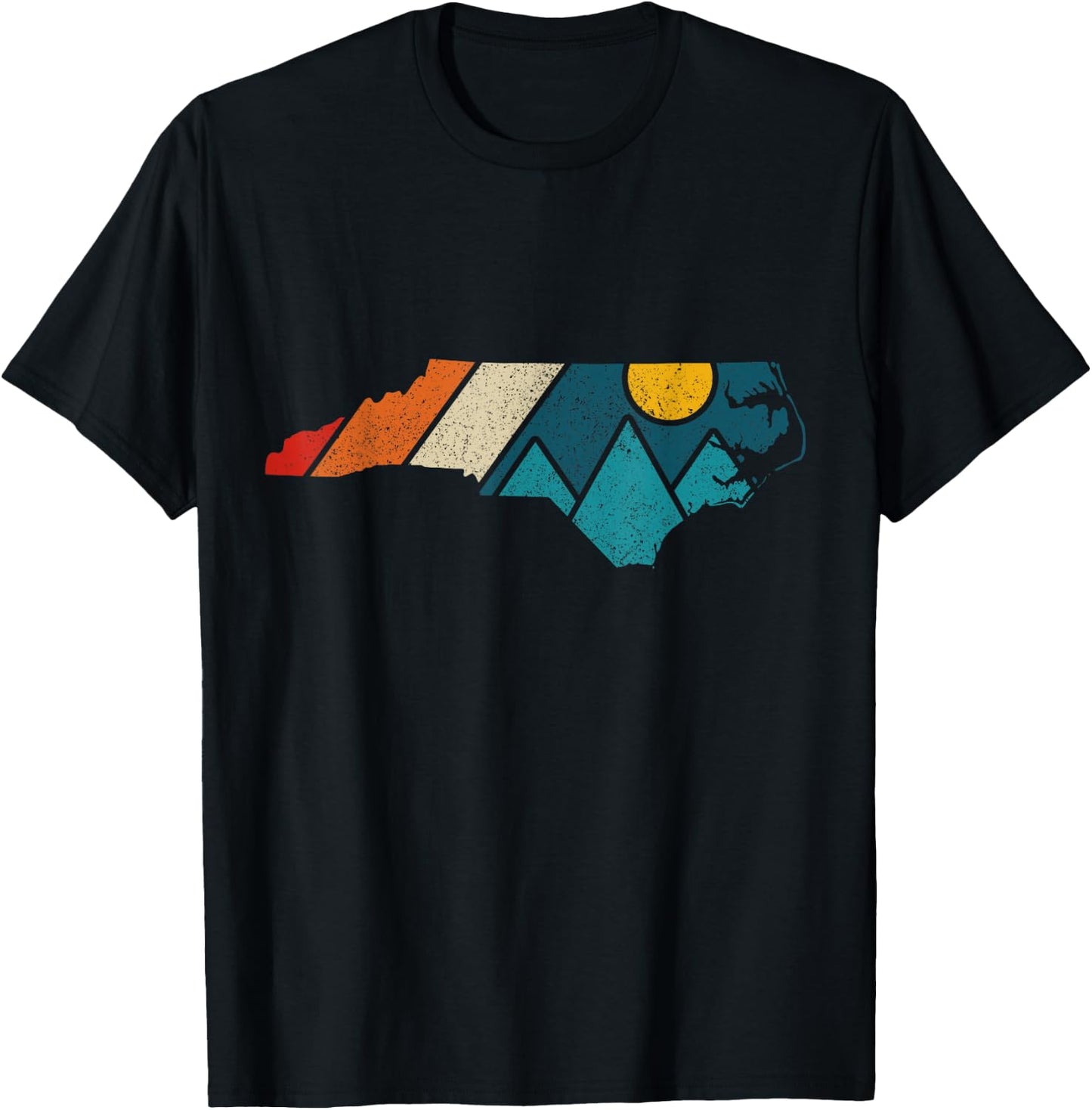 North Carolina Vintage State Map Mountains Hiking Pride Gift T-Shirt - T-Shirt | Black