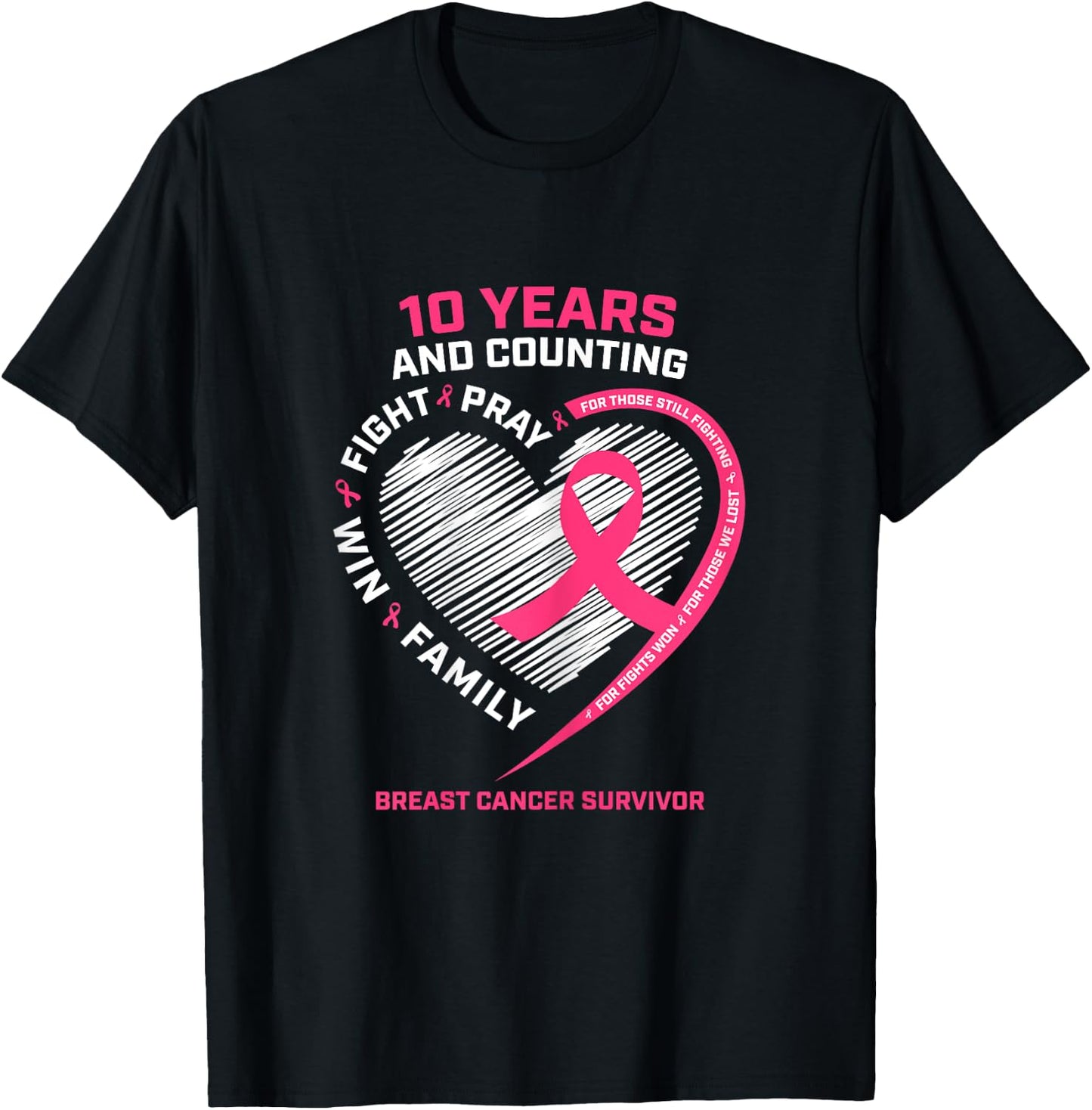 10 Years Cancer Free Gifts 10 Year Breast Cancer Survivor T-Shirt - T-Shirt | Black