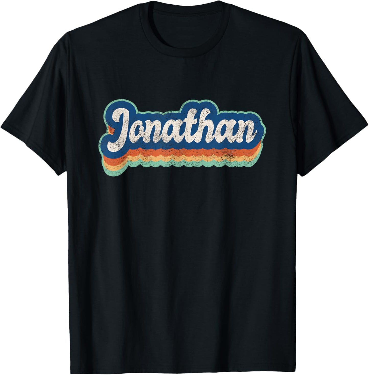 Jonathan First Name Boy Vintage Style 70s 80s Personalized T-Shirt - T-Shirt | Black