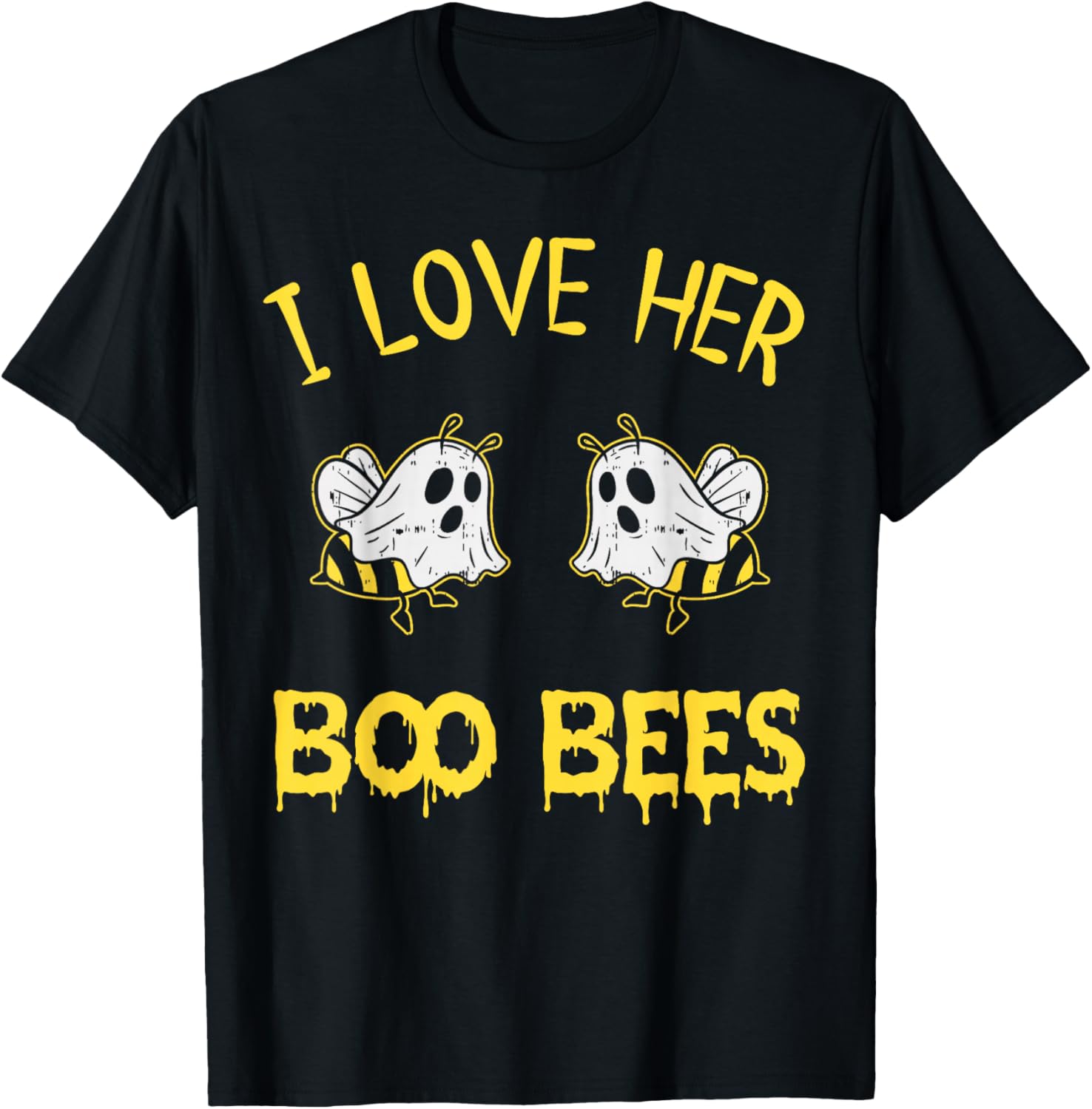 I Love Her Boo Bees Couples Halloween Adult Costume His Men T-Shirt - T-Shirt | Black