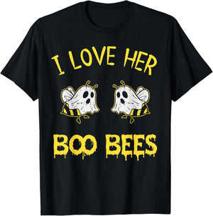 I Love Her Boo Bees Couples Halloween Adult Costume His Men T-Shirt - T-Shirt | Black