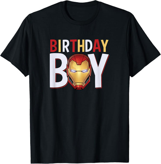 Marvel Avengers Iron Man Birthday Boy Small T-Shirt - T-Shirt | Black