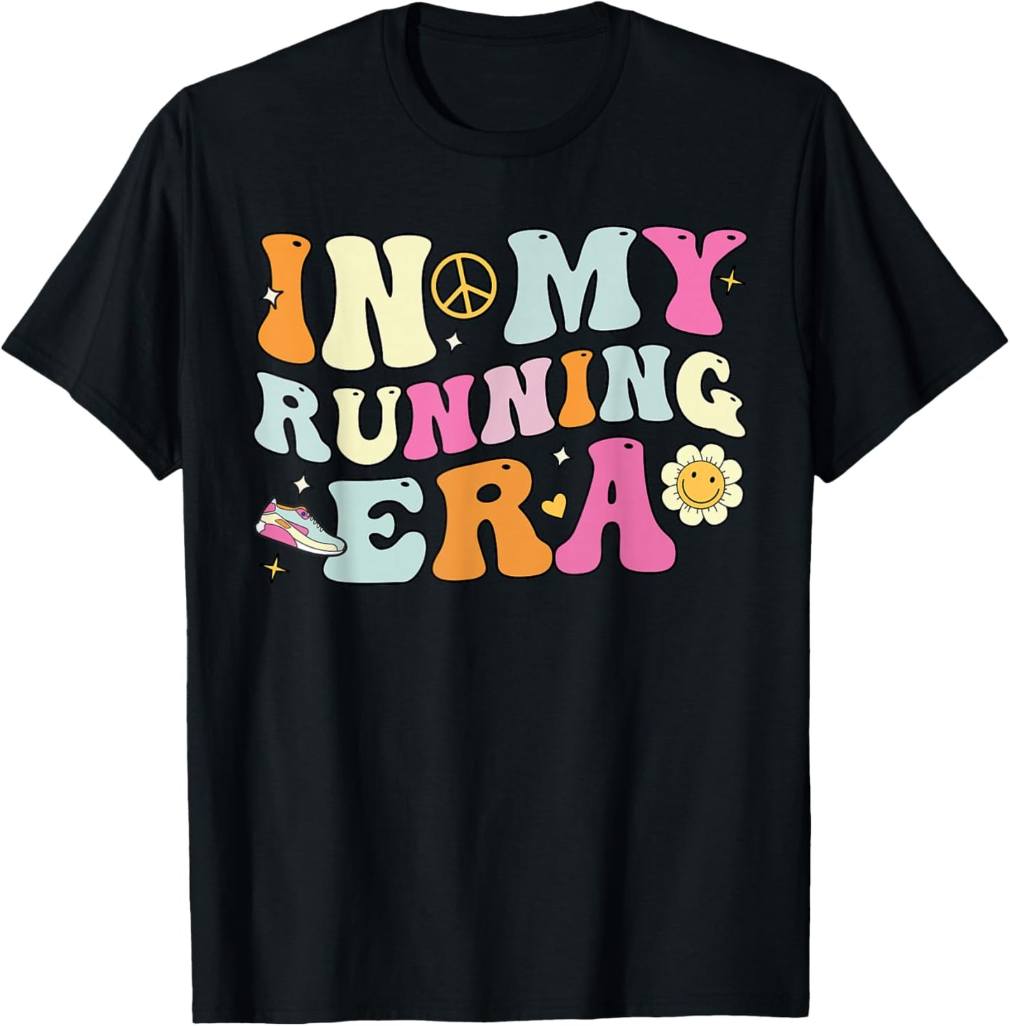 In My Running Era, Cute Groovy Runners T-Shirt - T-Shirt | Black