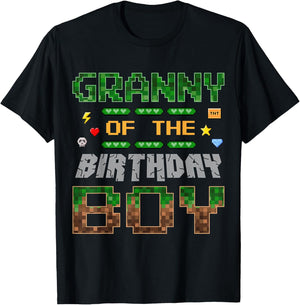 Granny of the Birthday Boy Pixel Gamer Family Love T-Shirt - T-Shirt | Black