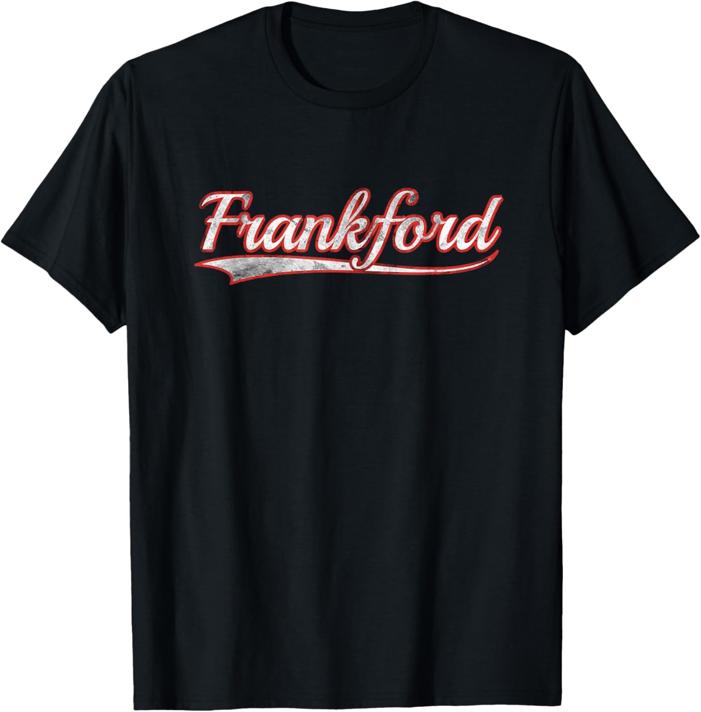Frankford Vintage Varsity Distressed Throwback Style T-Shirt - T-Shirt | Black