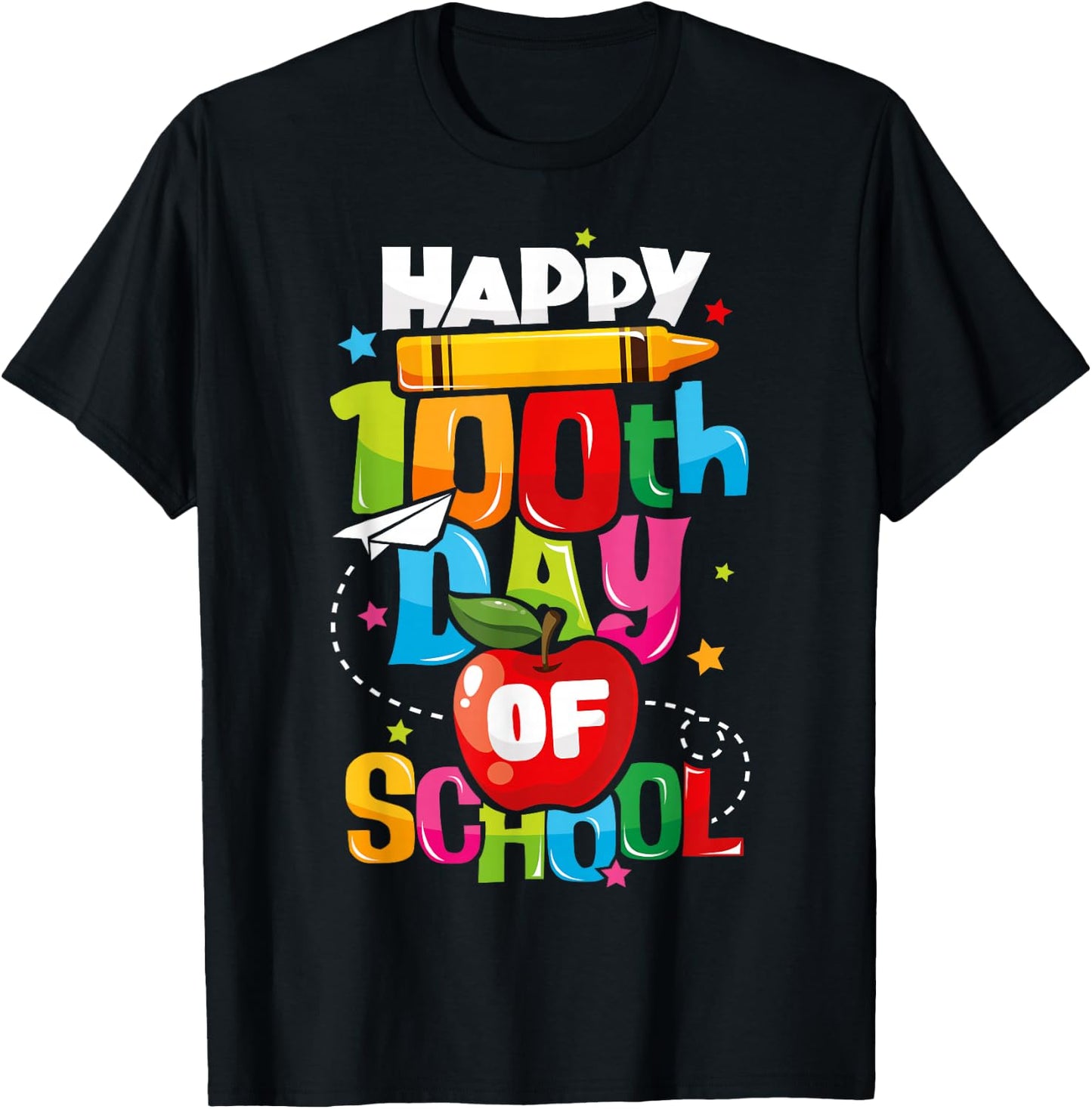 100th Day of School Teachers Kids Child Happy 100 Days T-Shirt - T-Shirt | Black