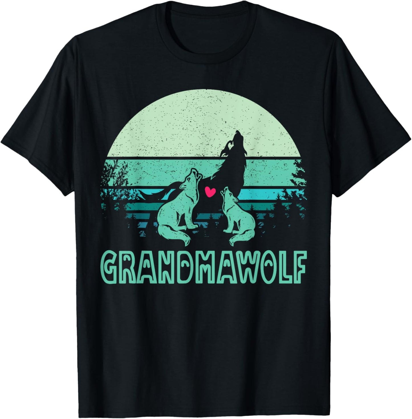 grandmawolf for lovers mom grandma wolf & wolves Mothers Day T-Shirt - T-Shirt | Black