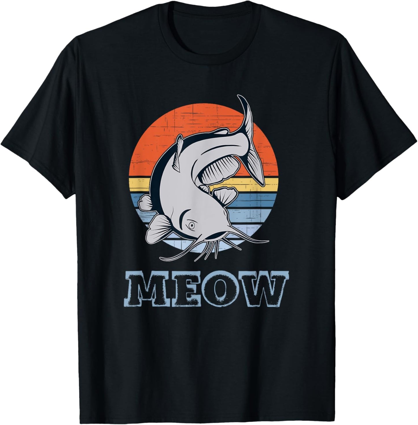 Catfish Meow Retro Distressed Sunset T-Shirt - T-Shirt | Black
