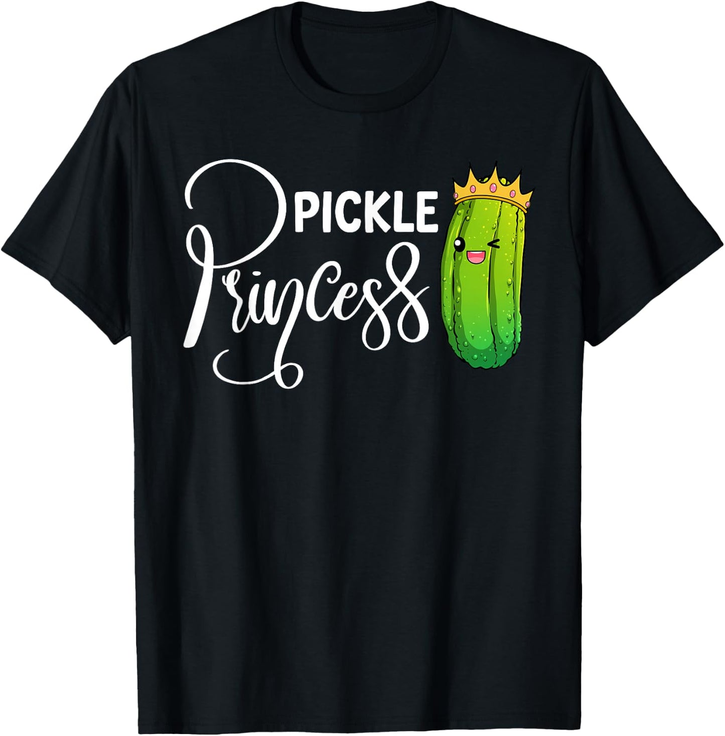 Cool Pickle Princess Art Girls Dill Pickle Novelty T-Shirt - T-Shirt | Black