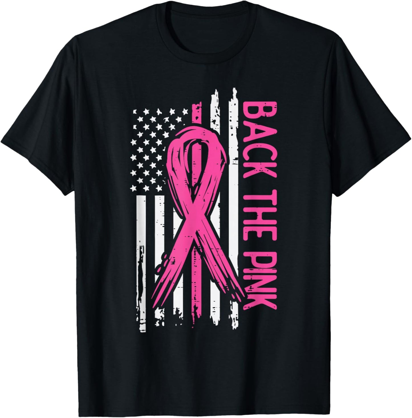 Breast Cancer Aware Back The Pink Pink Ribbon Women Kids Men T-Shirt - T-Shirt | Black