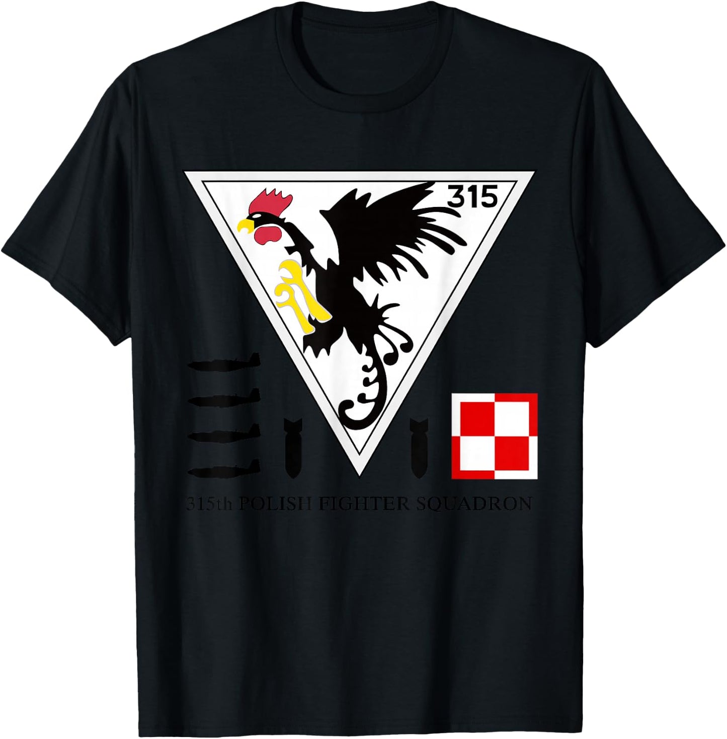 315th Polish Fighter Squadron Poland Air Force T-Shirt - T-Shirt | Black