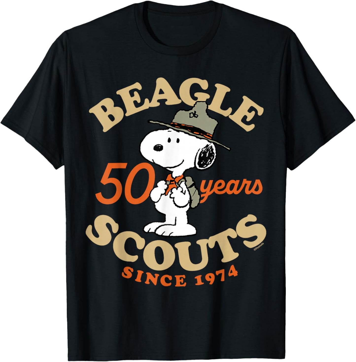 Peanuts - Snoopy Beagle Scouts 50 Year Badge T-Shirt - T-Shirt | Black