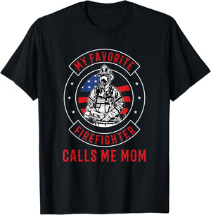 My Favorite Firefighter Calls Me Mom Firefighter T-Shirt - T-Shirt | Black