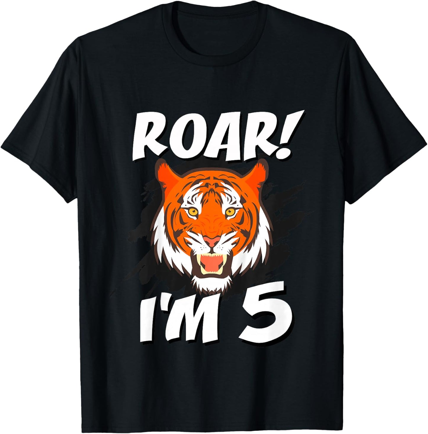 5 Year Old Tiger Birthday Party Tigers Roar Safari 5th Gift T-Shirt - T-Shirt | Black
