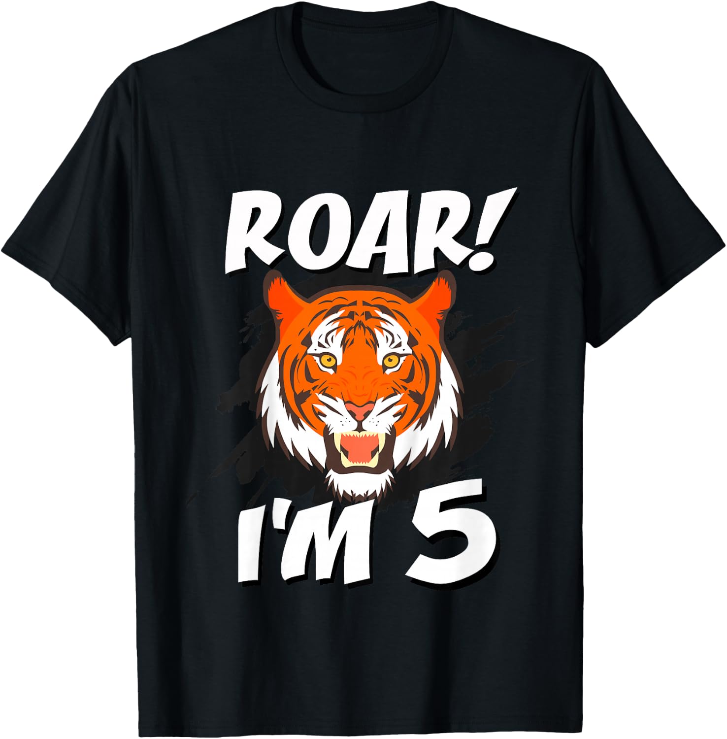 5 Year Old Tiger Birthday Party Tigers Roar Safari 5th Gift T-Shirt - T-Shirt | Black