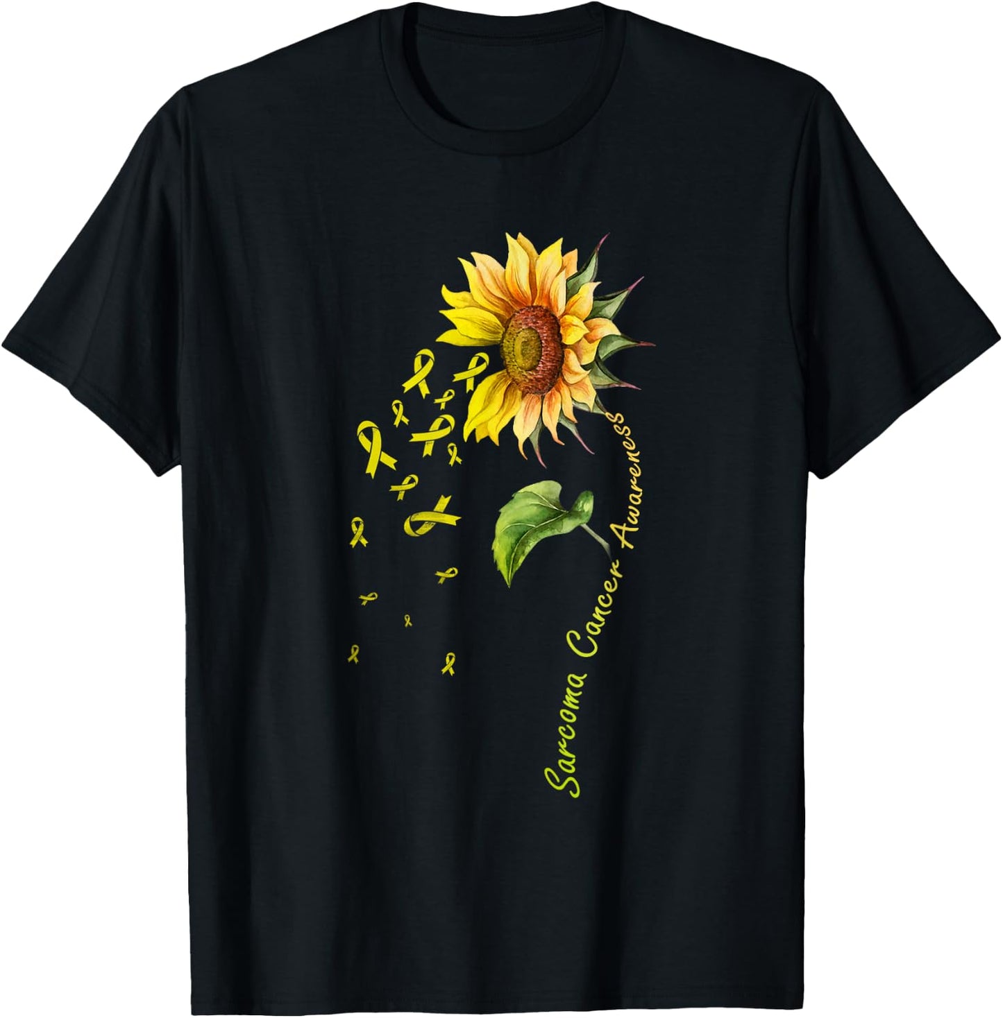Sarcoma Cancer Awareness Sunflower Shirt T-Shirt - T-Shirt | Black
