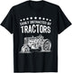 Vintage Easily Distracted By Tractors Shirt Funny Farmer T-Shirt - T-Shirt | Black