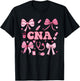 CNA Certified Nurse Assistant Coquette Bow T-Shirt - T-Shirt | Black