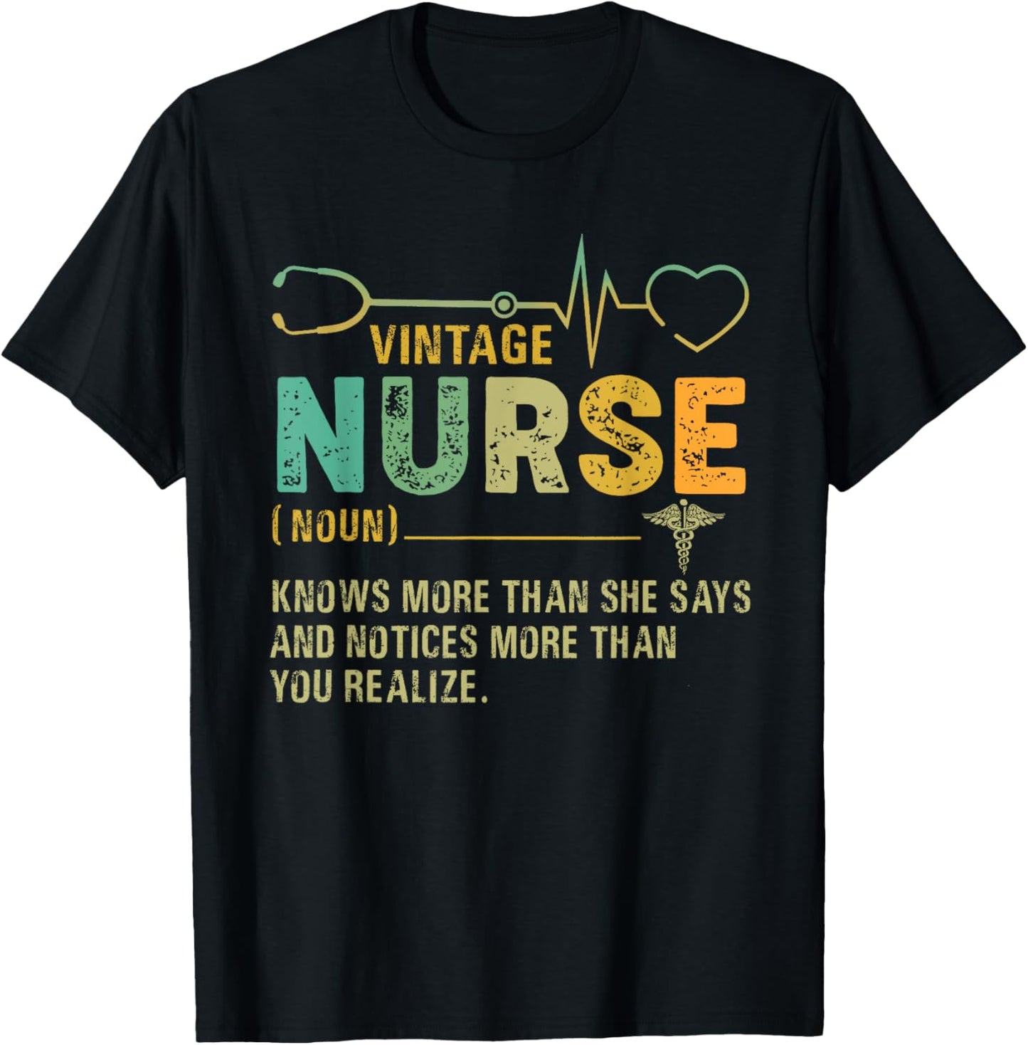 Vintage Nurse Definition Funny Nurse Knows More Than She Say T-Shirt - T-Shirt | Black