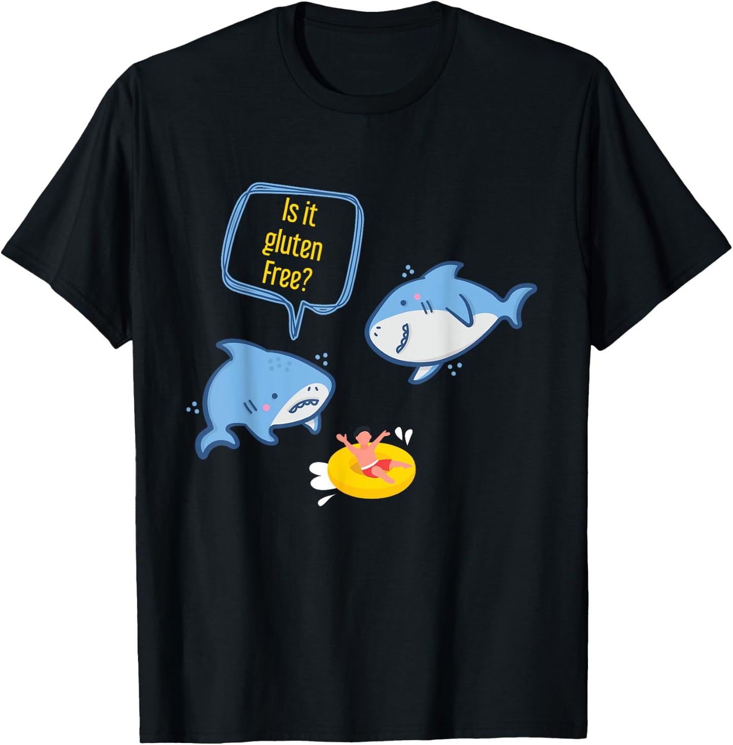Shark Food Funny Animal Gluten Free T-Shirt - T-Shirt | Black