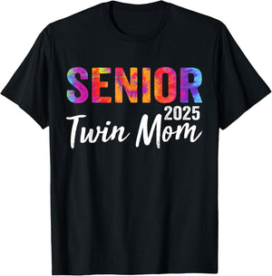 Proud Senior Twin Mom 2025 Senior 2025 Class Of 2025 T-Shirt - T-Shirt | Black