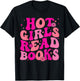 Retro Groovy Pink Hot Girls Read Books Librarian Book Lovers T-Shirt - T-Shirt | Black