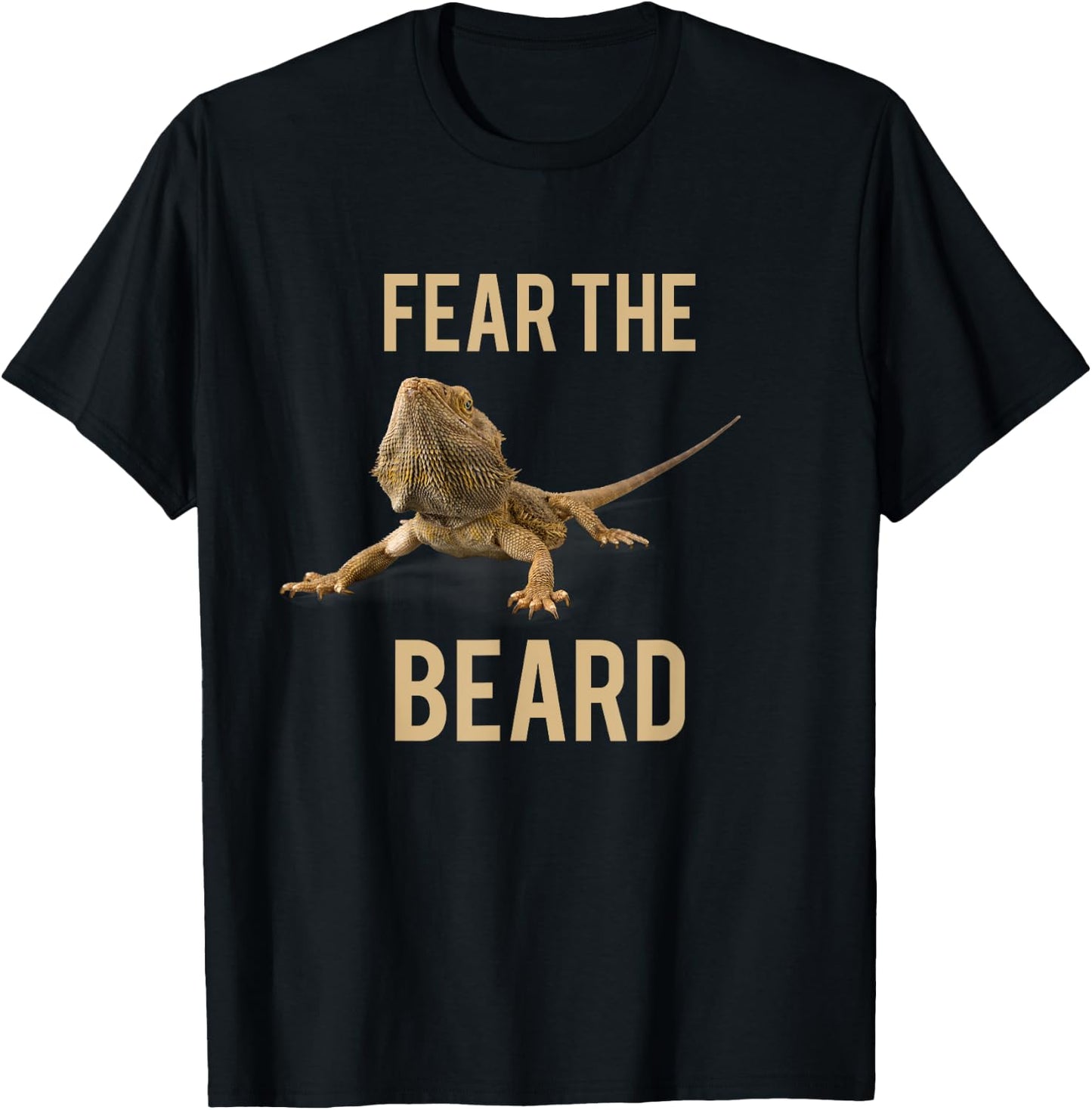 Bearded Dragon Funny Fear the Beard Reptile T-Shirt - T-Shirt | Black