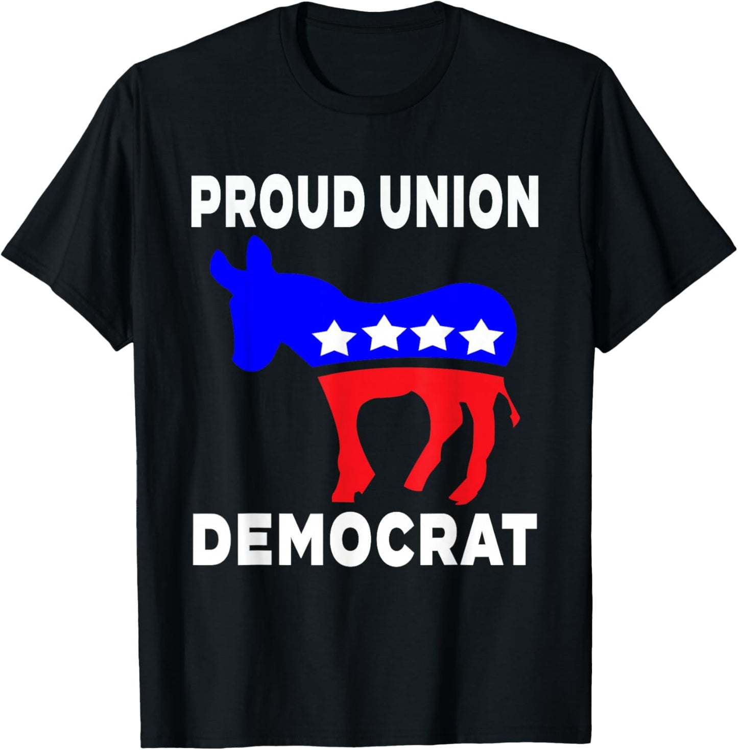 Democrat Party Donkey Proud Union Member With USA Flag Women Men T-Shirt - T-Shirt | Black