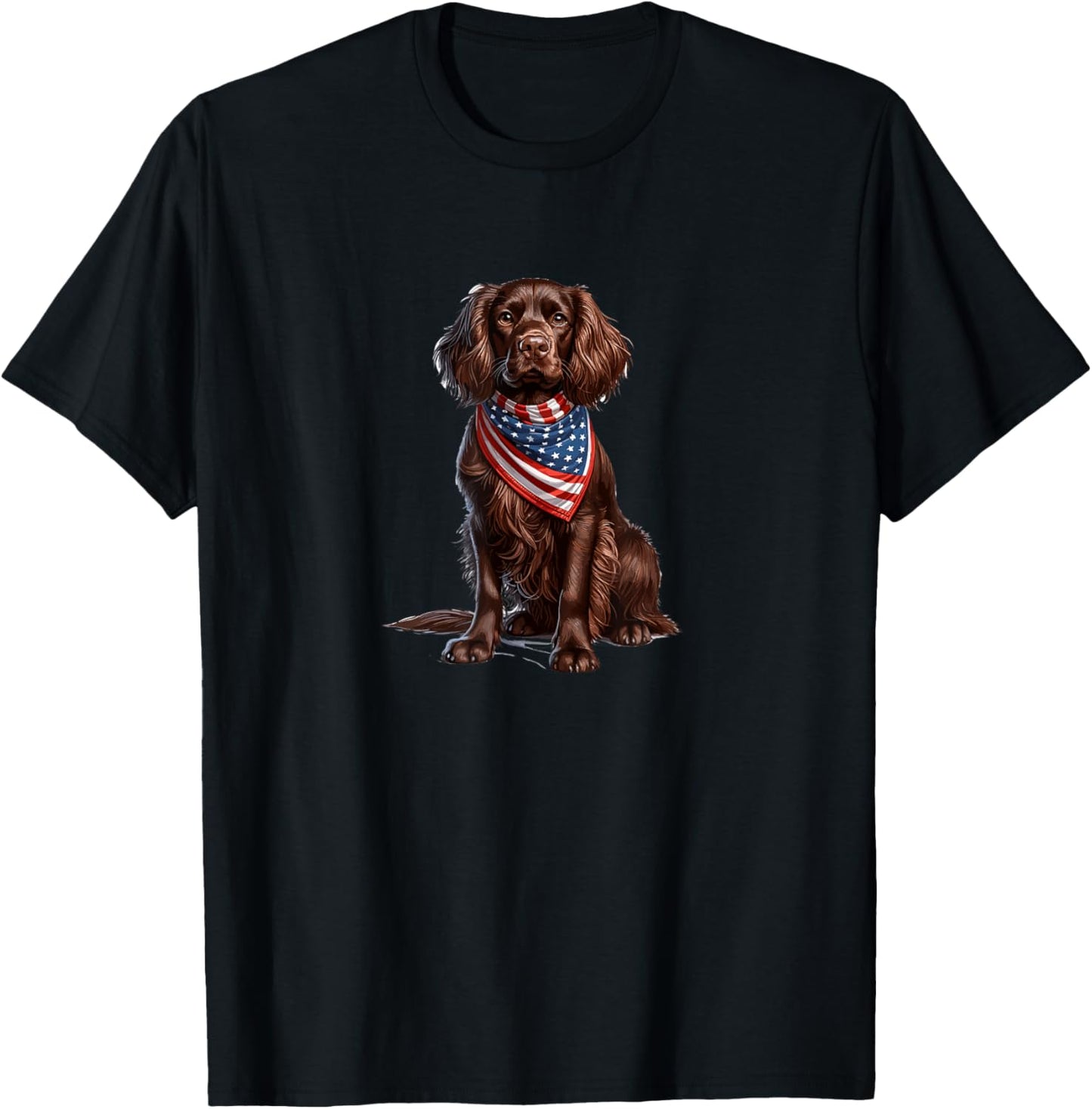Boykin Spaniel American Bandana Funny Fourth of July America T-Shirt - T-Shirt | Black