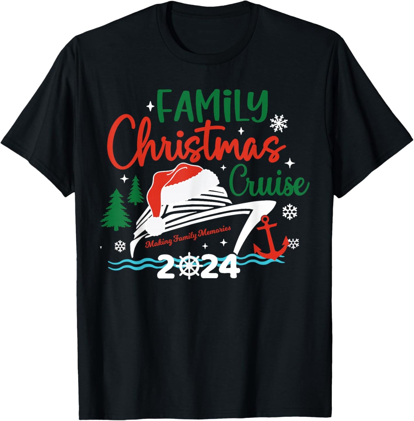 Family Christmas Cruise 2024 Merry Cruisemas Xmas Matching T-Shirt - T-Shirt | Black