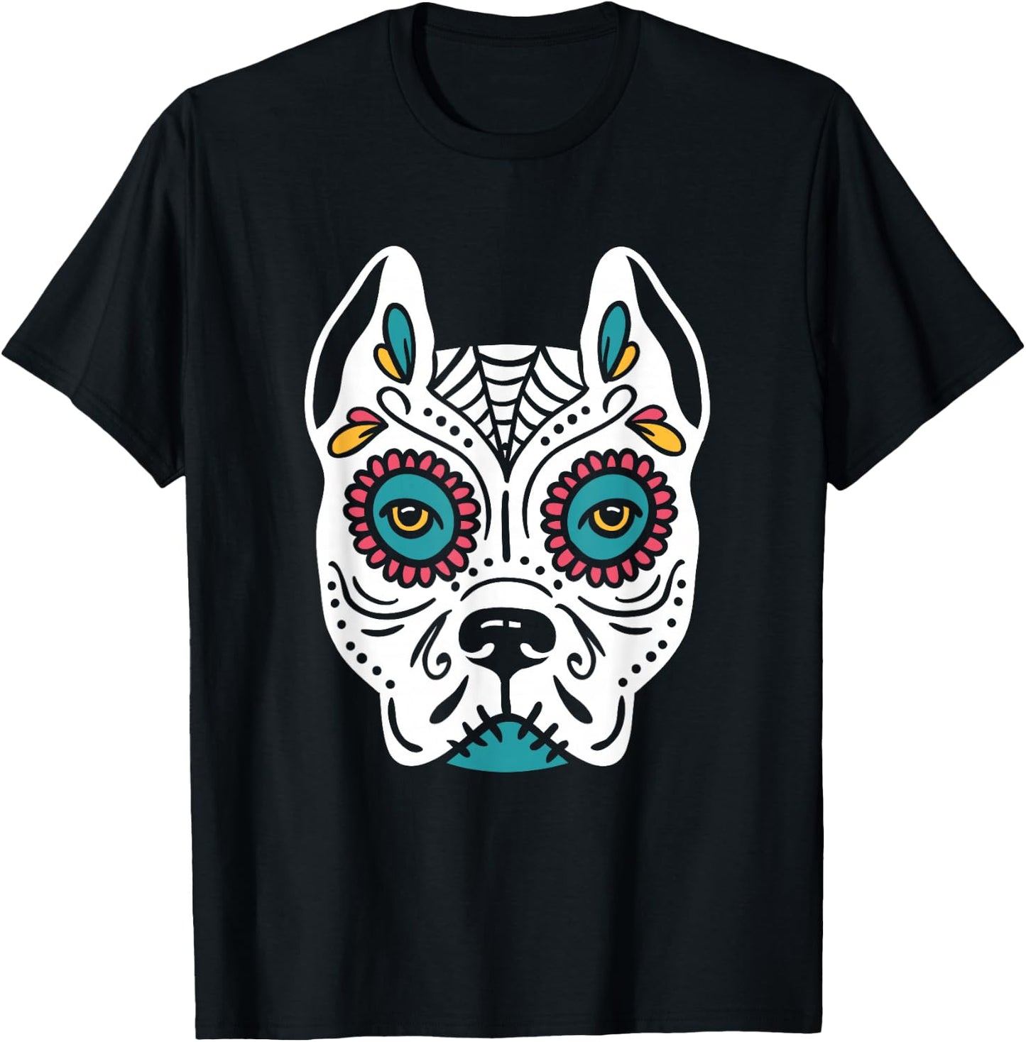 Pitbull Skull Day of The Dead - Skull Dog Skeleton Men Women T-Shirt - T-Shirt | Black