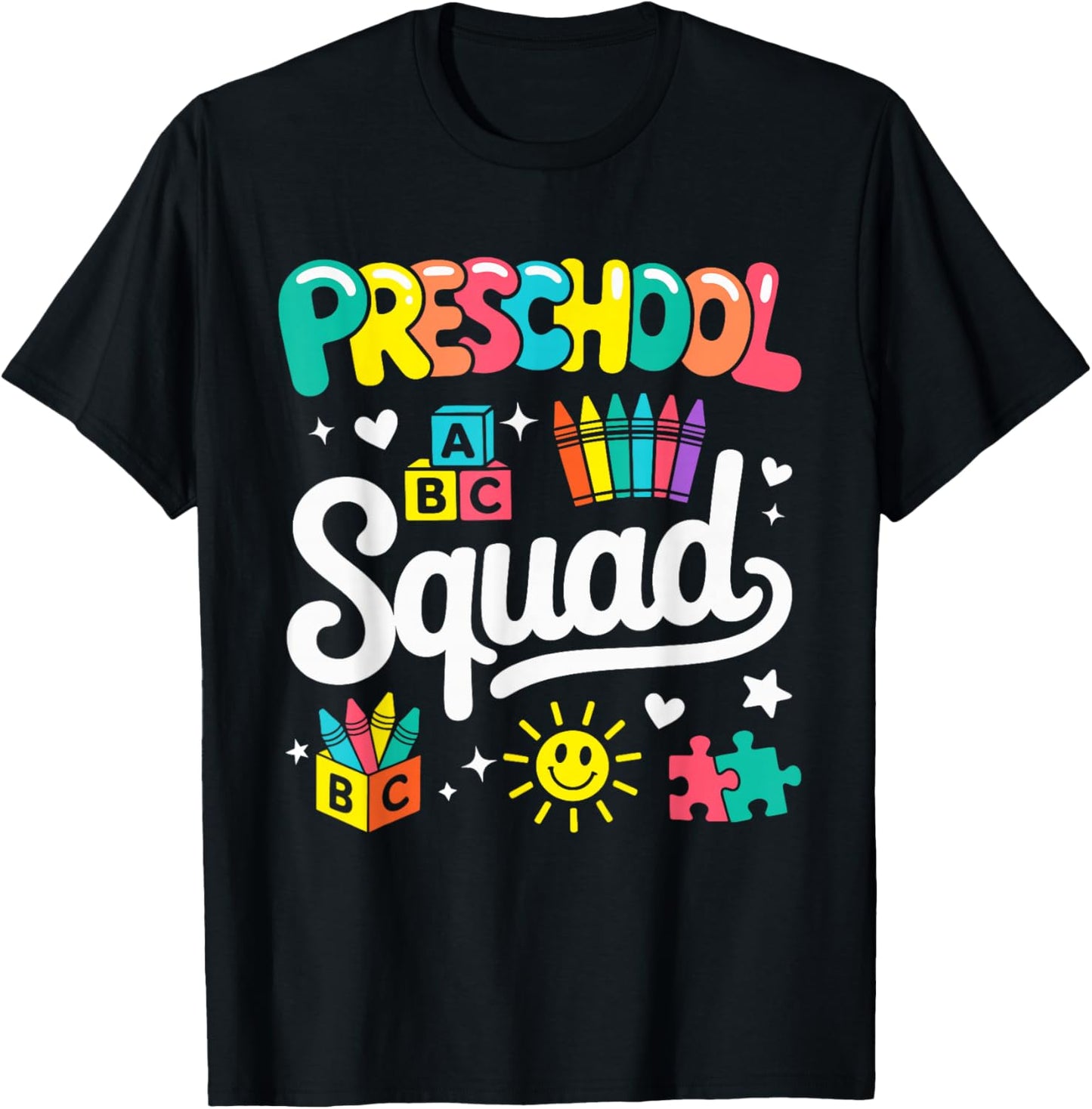 Preschool Squad Back to School Cute Cool Teacher Women Girls T-Shirt - T-Shirt | Black